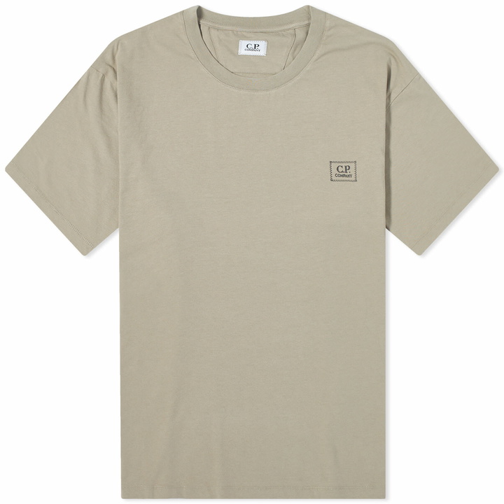 Photo: C.P. Company Men's Logo Detail T-Shirt in Silver Sage