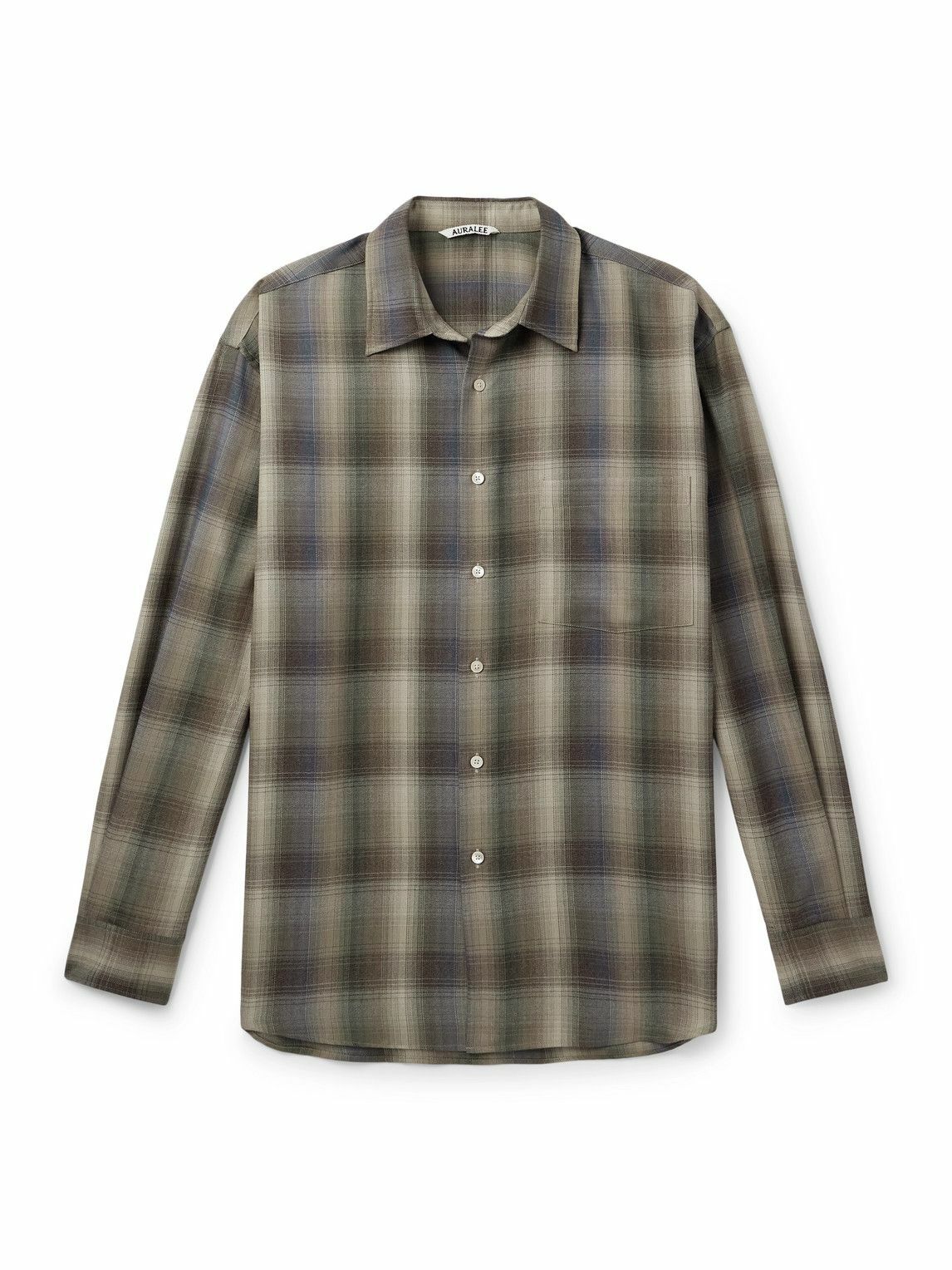 トップス AURALEE AIRY WOOL CHECK SHIRT Airy Wool Check Shirt in Blue