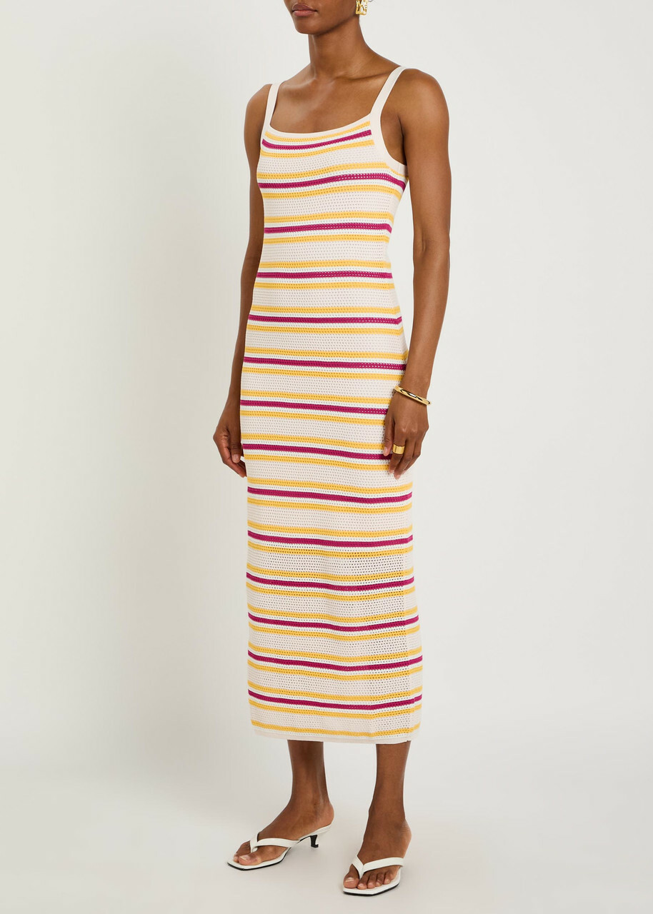 Simkhai Connelly Striped Open-knit Midi Dress Multicoloured