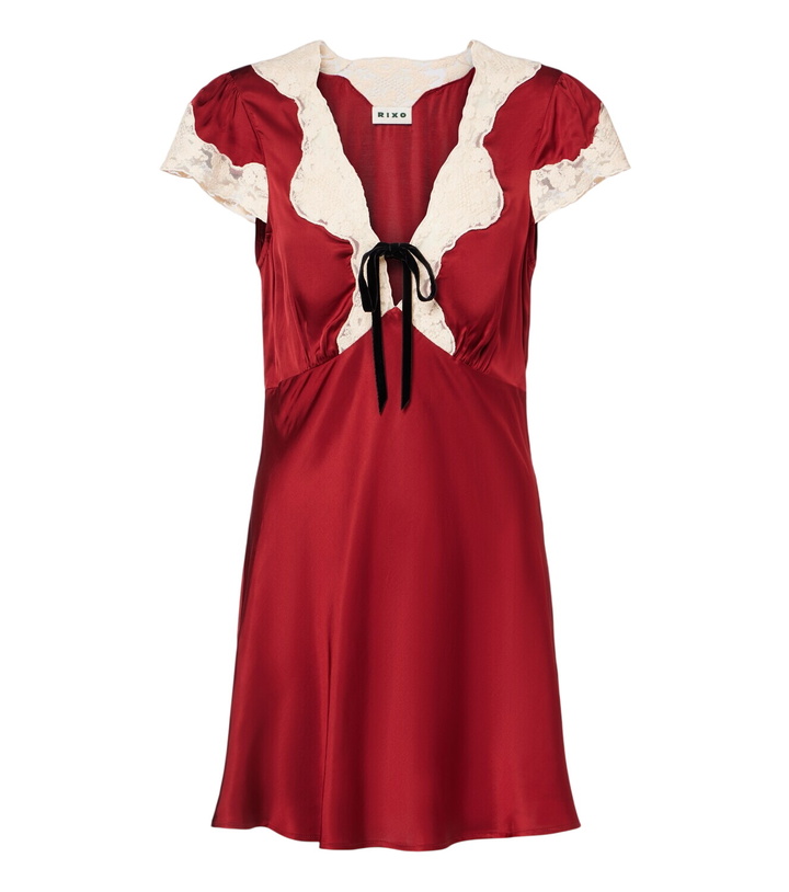 Photo: Rixo Lacie lace-trimmed satin minidress