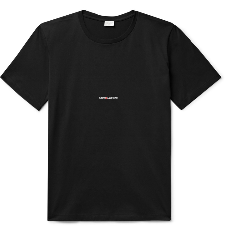 Photo: SAINT LAURENT - Logo-Print Cotton-Jersey T-Shirt - Black
