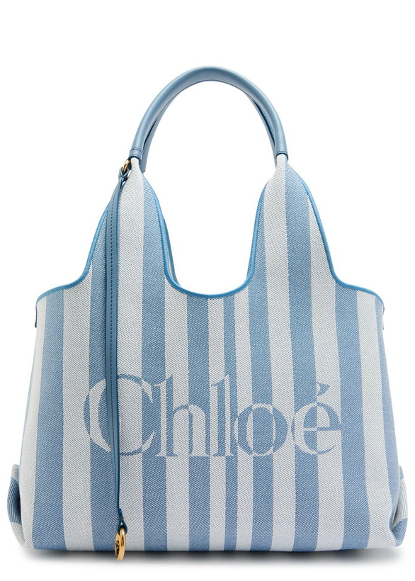 Photo: Chloe Stripy East-west Canvas Tote bag - Blue - One Size