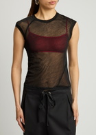 Helmut Lang Semi-sheer Knitted Cotton T-shirt Black