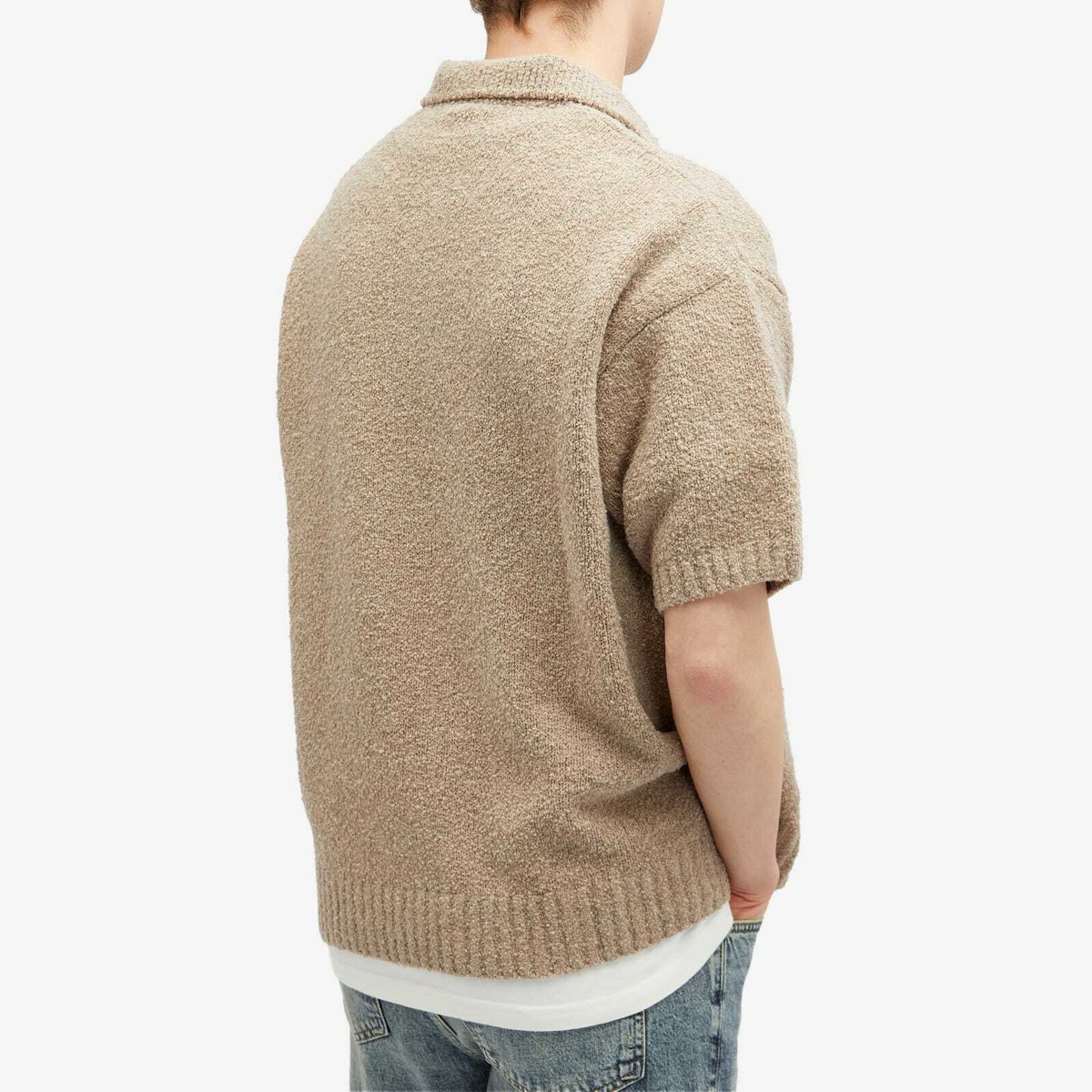 Represent Men's Boucle Textured Knit Polo Shirt in Cahsmere