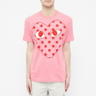 Comme des Garçons Play Men's Red Heart Polka Dot Logo T-Shirt in Pink