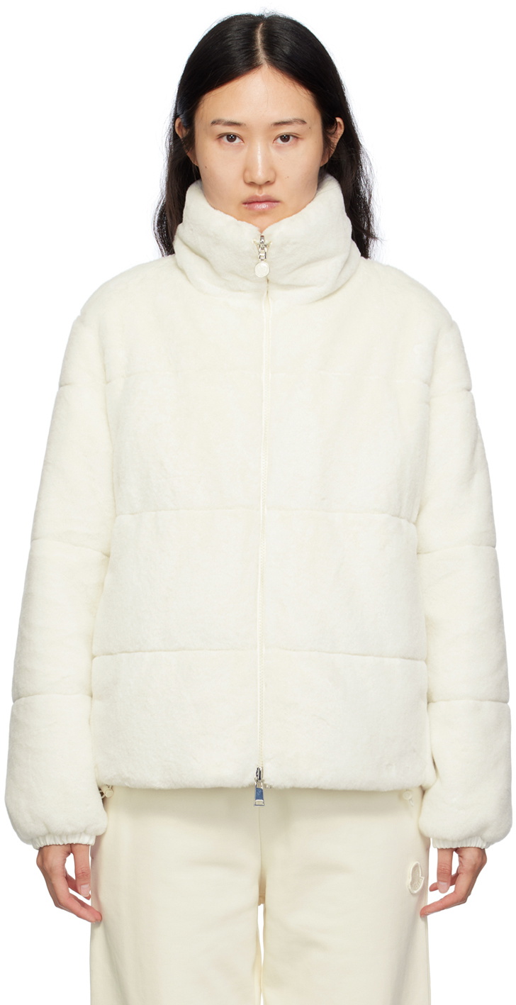 Moncler White Pluvier Reversible Faux-Fur Down Jacket Moncler