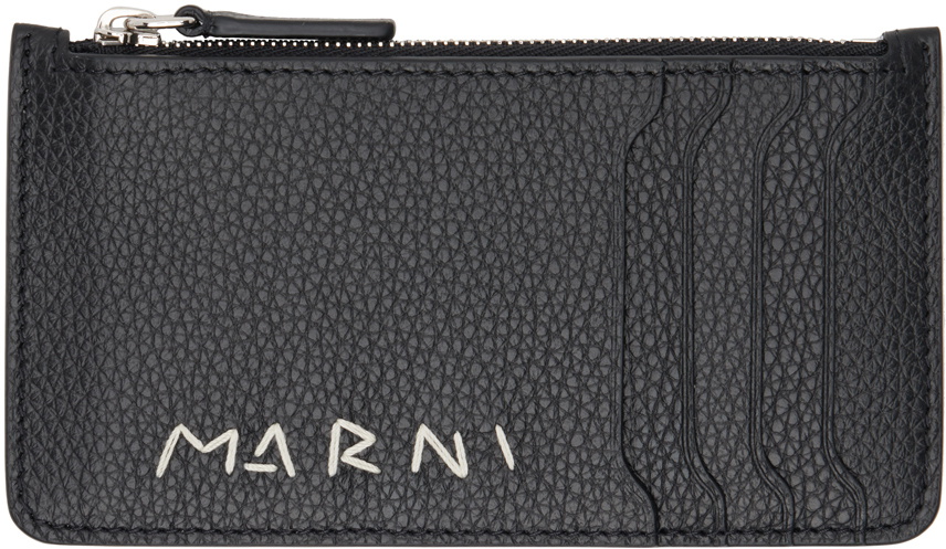 Marni Black Leather 'Marni' Mending Card Holder