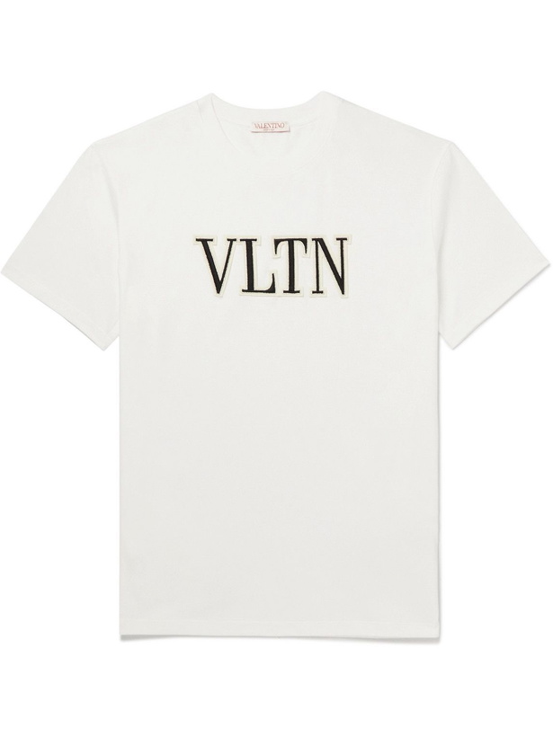 Photo: Valentino - Logo-Appliquéd Cotton-Jersey T-Shirt - White