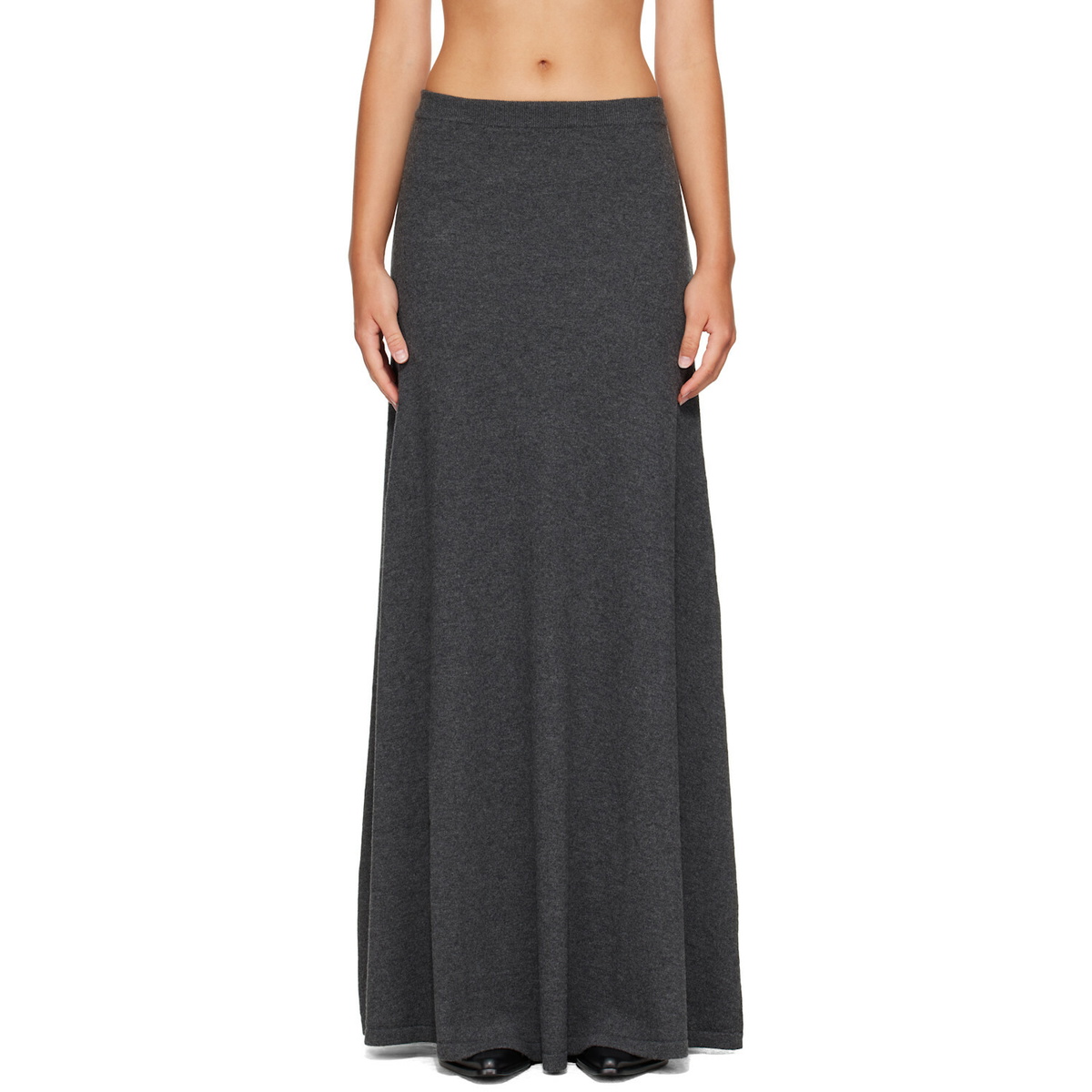 Balenciaga Gray Wool Maxi Skirt