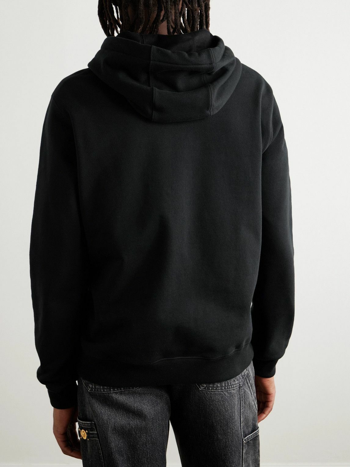 Versace - Logo-Print Cotton-Jersey Hoodie - Black