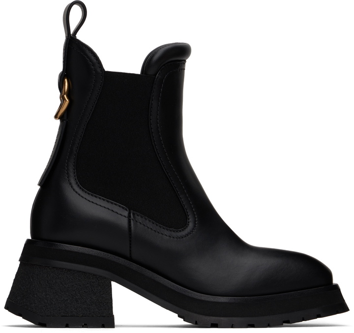 Photo: Moncler Black Gigi Leather Chelsea Boots