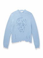 McQueen - Distressed Cotton Sweater - Blue
