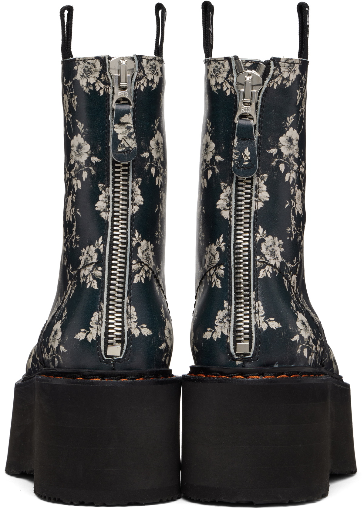 R13 Black & Off-White Double Stack Boots