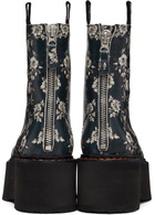 R13 Black & Off-White Double Stack Boots
