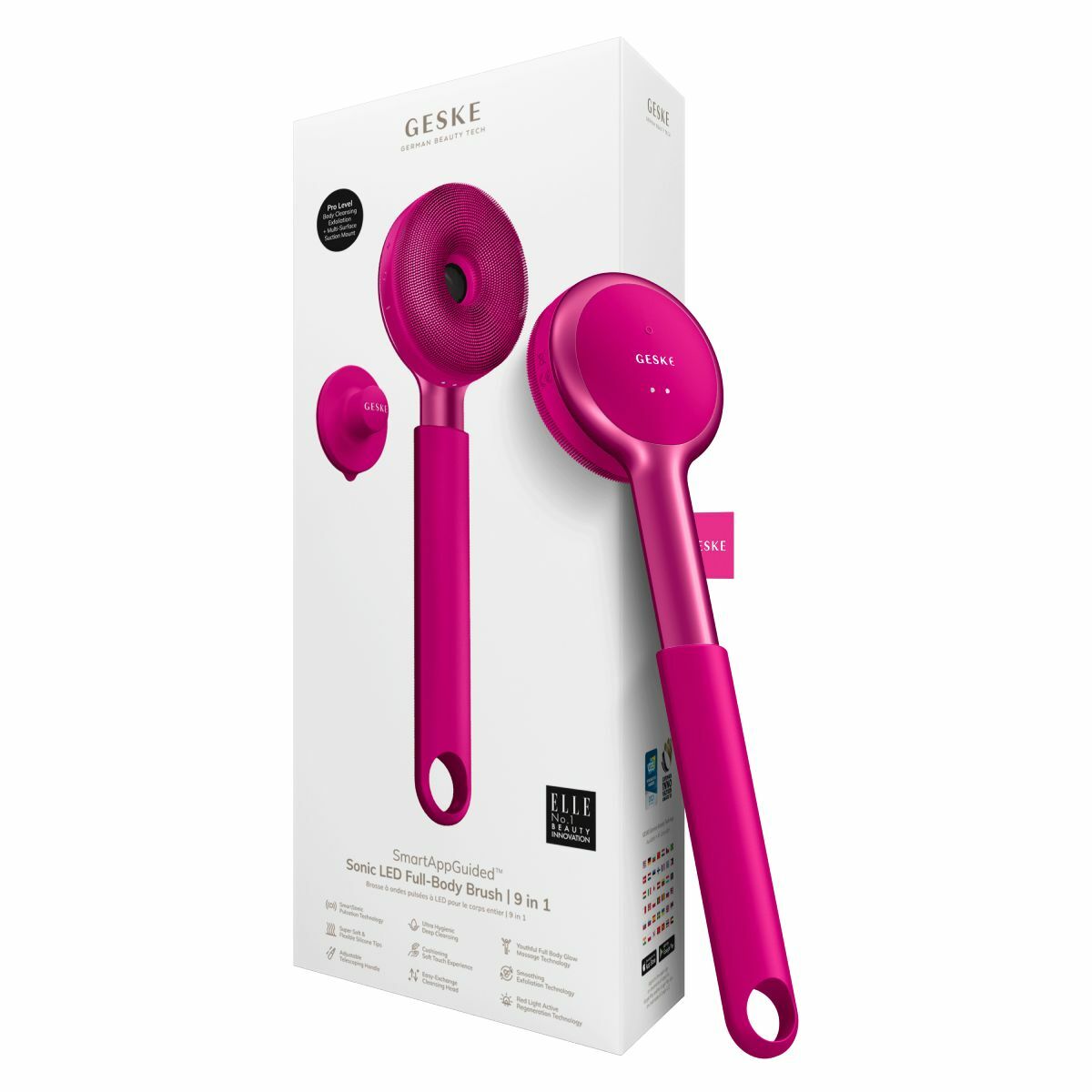 GESKE Magenta Sonic LED Full-Body Brush 9 in 1