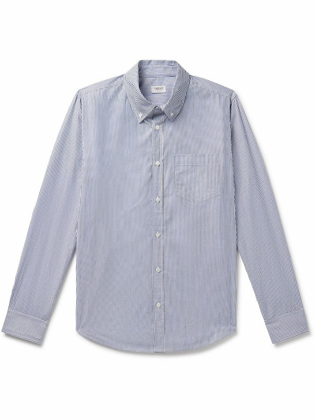 Photo: Ghiaia Cashmere - Button-Down Collar Striped Cotton-Poplin Shirt - Blue
