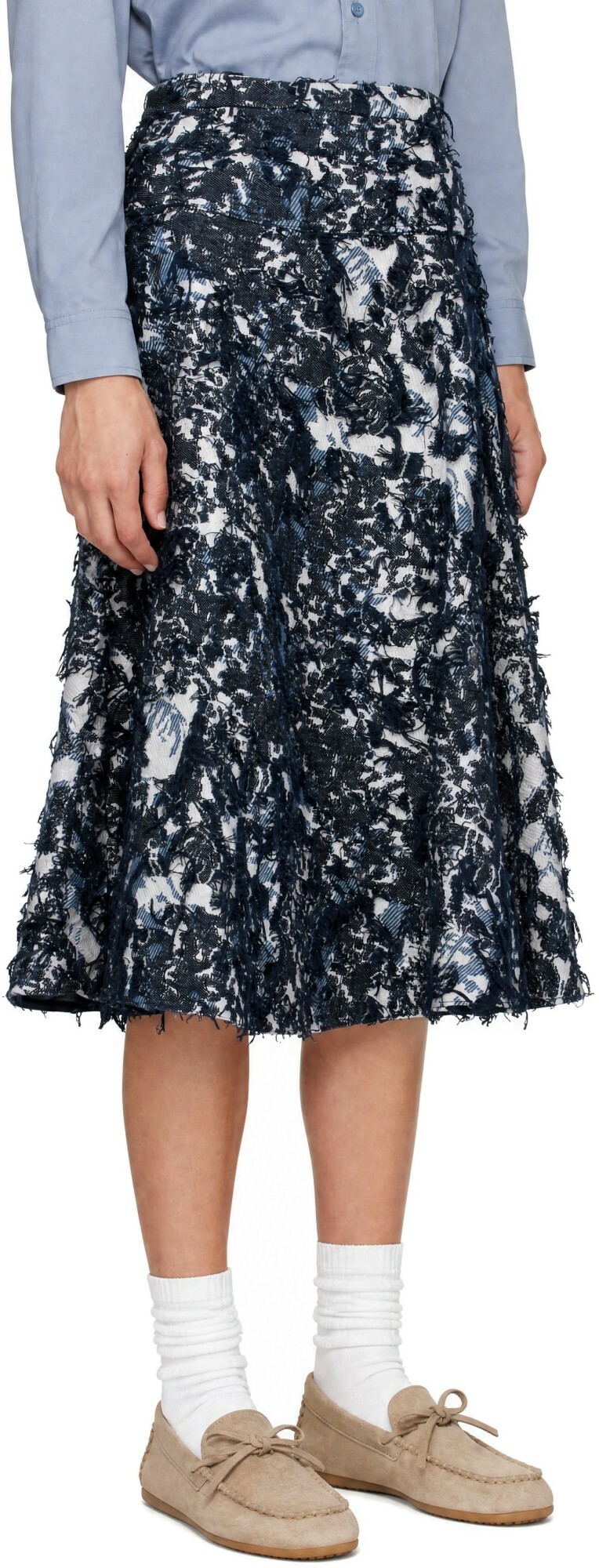 Erdem Navy A-Line Midi Skirt