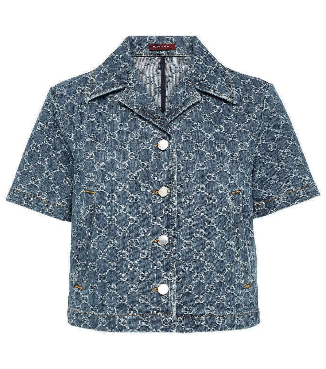 Gucci GG cropped denim jacquard top Gucci