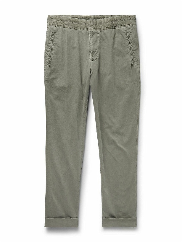 Photo: James Perse - Straight-Leg Garment-Dyed Stretch-Cotton and Linen-Blend Trousers - Green