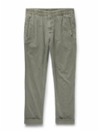 James Perse - Straight-Leg Garment-Dyed Stretch-Cotton and Linen-Blend Trousers - Green