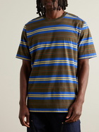 Pop Trading Company - Logo-Embroidered Striped Cotton-Jersey T-Shirt - Brown