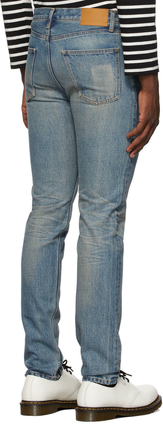 SEEKINGS Blue Signature Washed Denim Jeans
