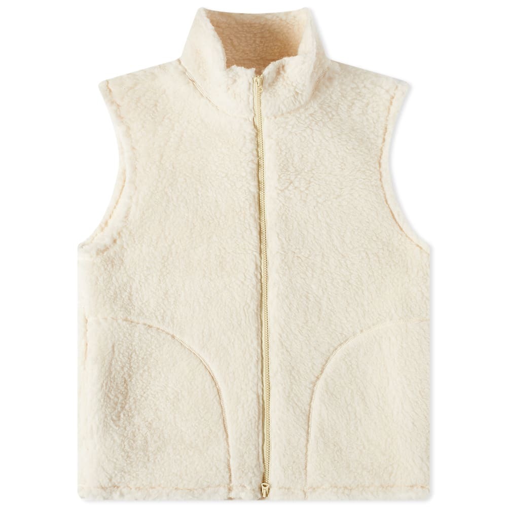 Beams Plus Men's Stand Collar Boa Fleece Vest in Off White Beams Plus