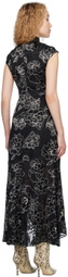 KIM SHUI Black Qi Pao Maxi Dress