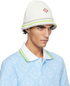 Casablanca White Stripe Crochet Bucket Hat