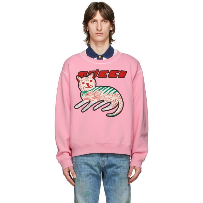 Photo: Gucci Pink Logo Cat Sweatshirt