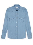 De Petrillo - Cotton-Chambray Western Shirt - Blue
