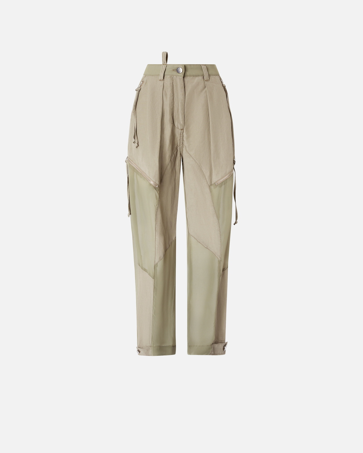 Pinko P Pants With Zip And Transparent Inserts Lichen Green