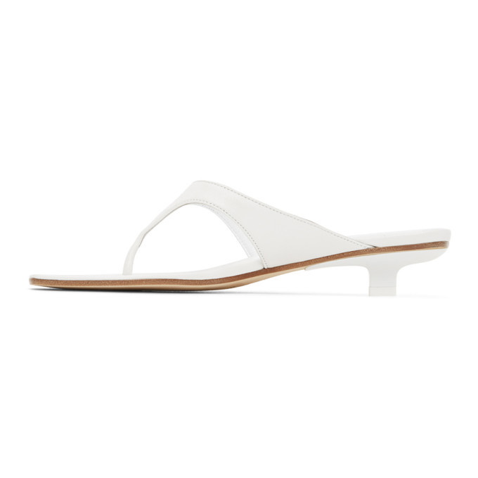 BY FAR White Leather Jack Heeled Sandals By Far