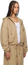 LU'U DAN Beige Quilted Hoodie