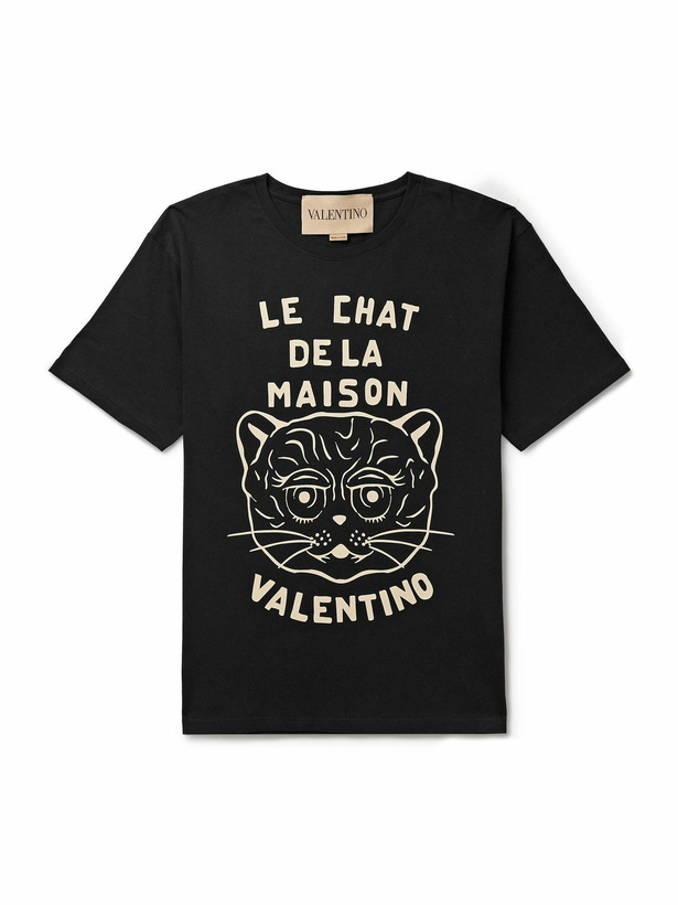 Photo: Valentino Garavani - Printed Cotton-Jersey T-Shirt - Black