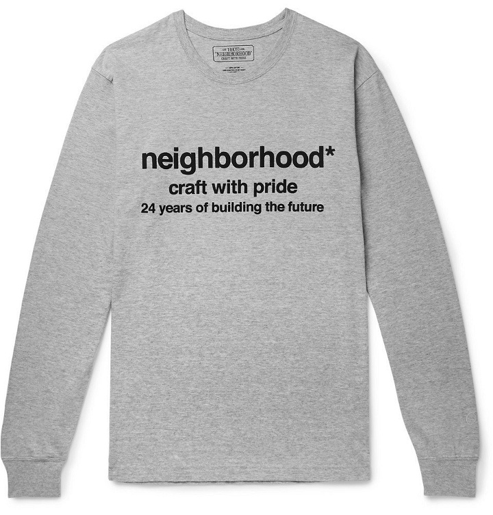Photo: Neighborhood - Logo-Print Mélange Cotton-Jersey T-Shirt - Men - Gray