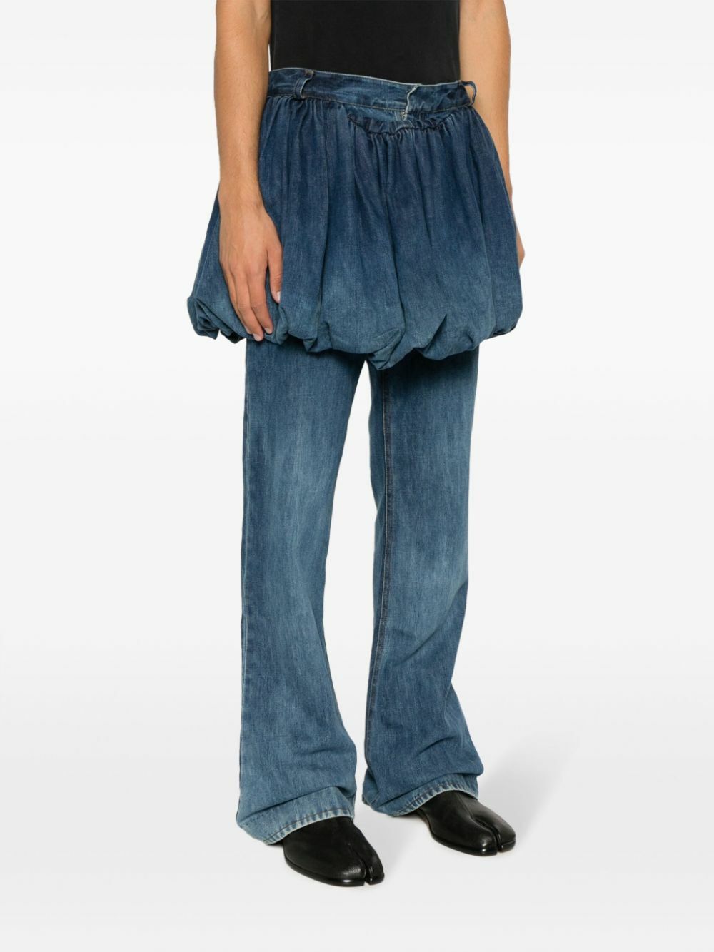 AARON ESH Blue Skirt Overlay Flared Jeans