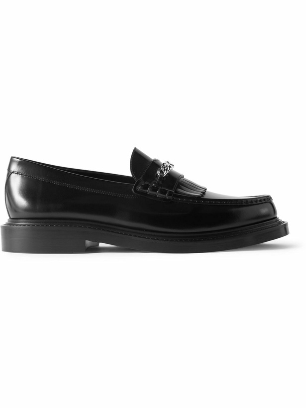 Photo: CELINE - Logo-Embellished Fringed Leather Loafers - Black