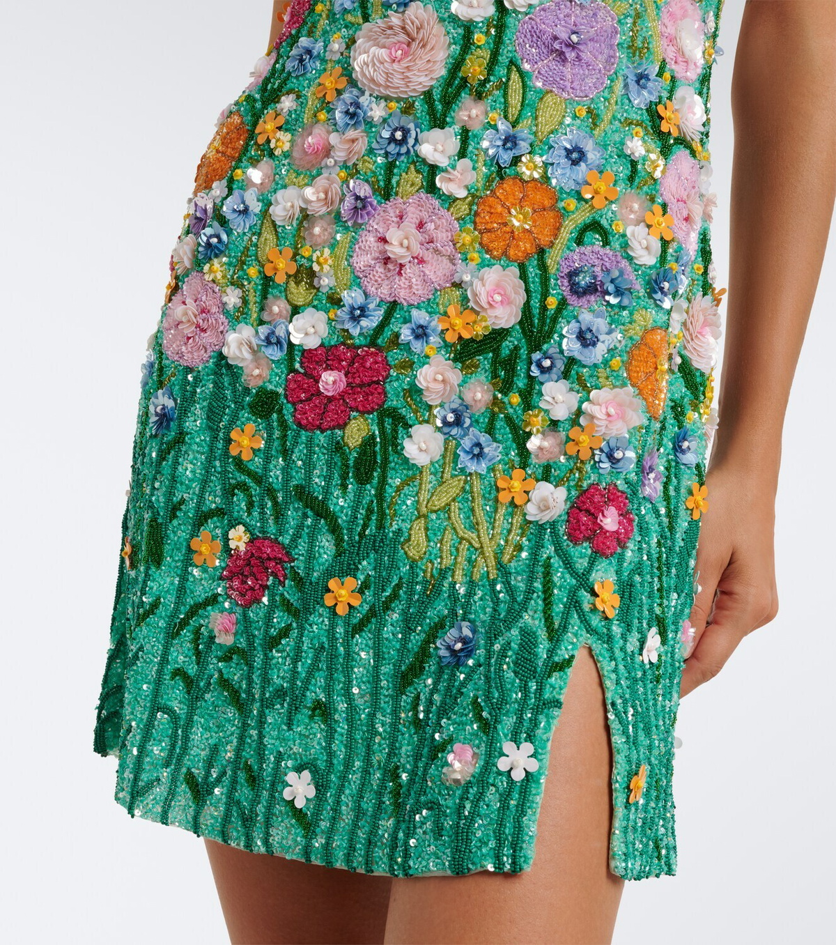 Là Fuori Embellished floral-appliqué minidress