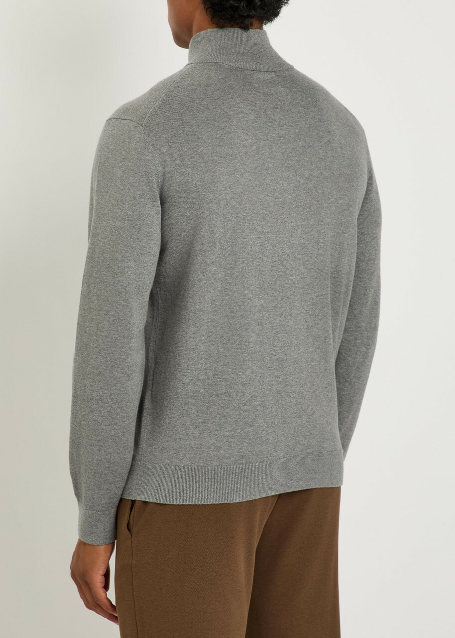 Gant Logo-embroidered Quarter-zip Cotton Jumper Dark Grey