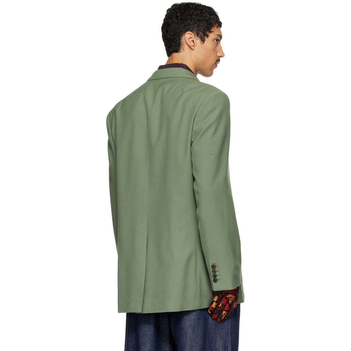 Dries Van Noten Green Oversized Wool Blazer