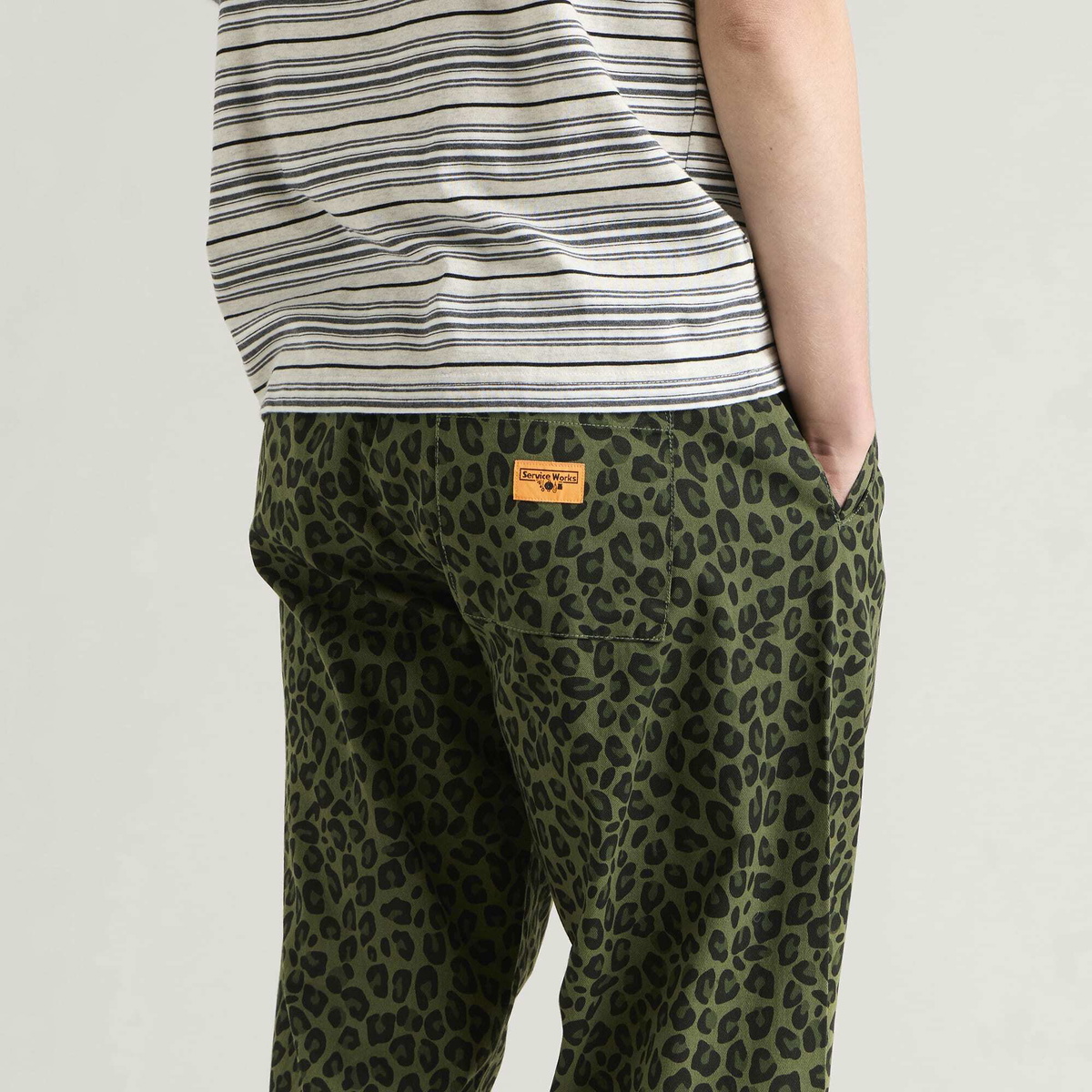 Service Works Men's Patterned Easy Chef Pants in Green Leopard
