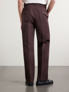 Altea - Orval Straight-Leg Cotton and Linen-Blend Gabardine Trousers - Brown