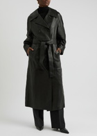 Rohe Belted Leather Trench Coat Black