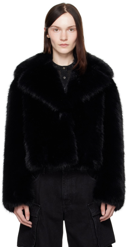 Photo: Stand Studio Black Samara Faux-Fur Jacket
