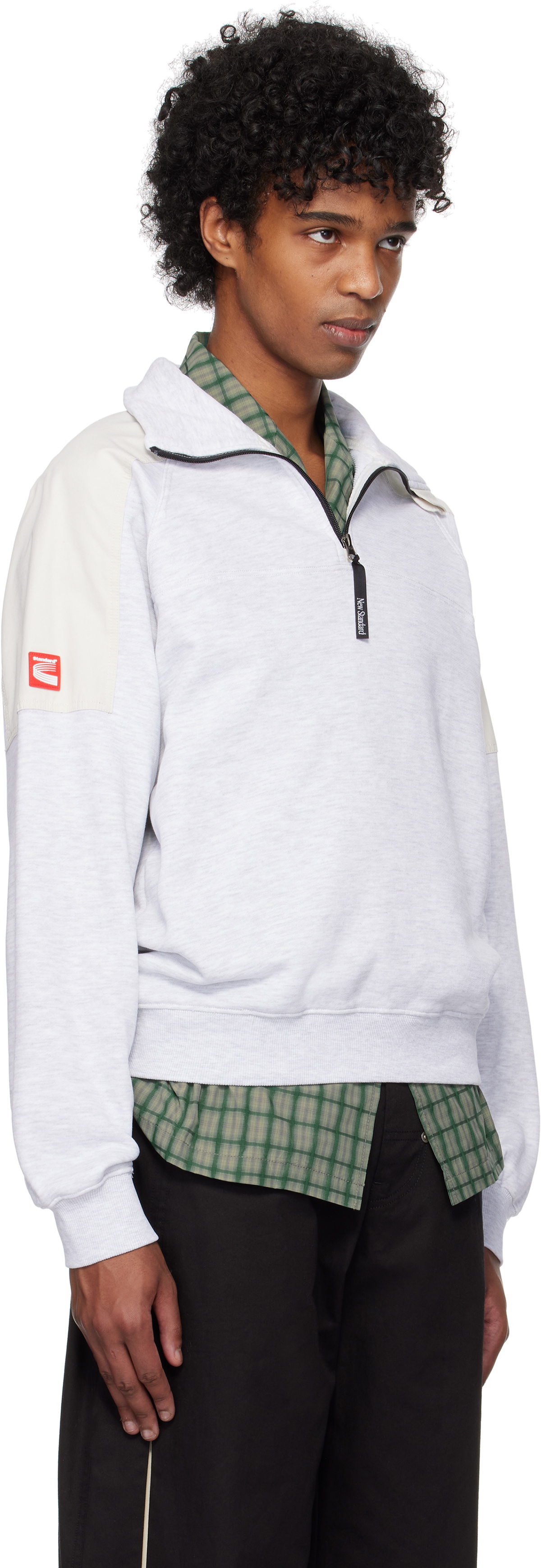 Kijun Gray & Beige Half Zip-Up Sweatshirt