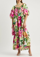 Farm Rio Painted Flowers Printed Cotton-blend Maxi Dress Multicoloured