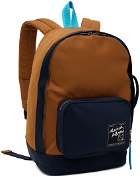 Maison Kitsuné Brown & Navy 'The Traveller' Backpack