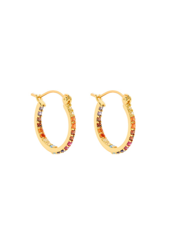 Photo: Crystal Haze Mini Serena 18kt Gold-plated Hoop Earrings - Multicoloured - One Size