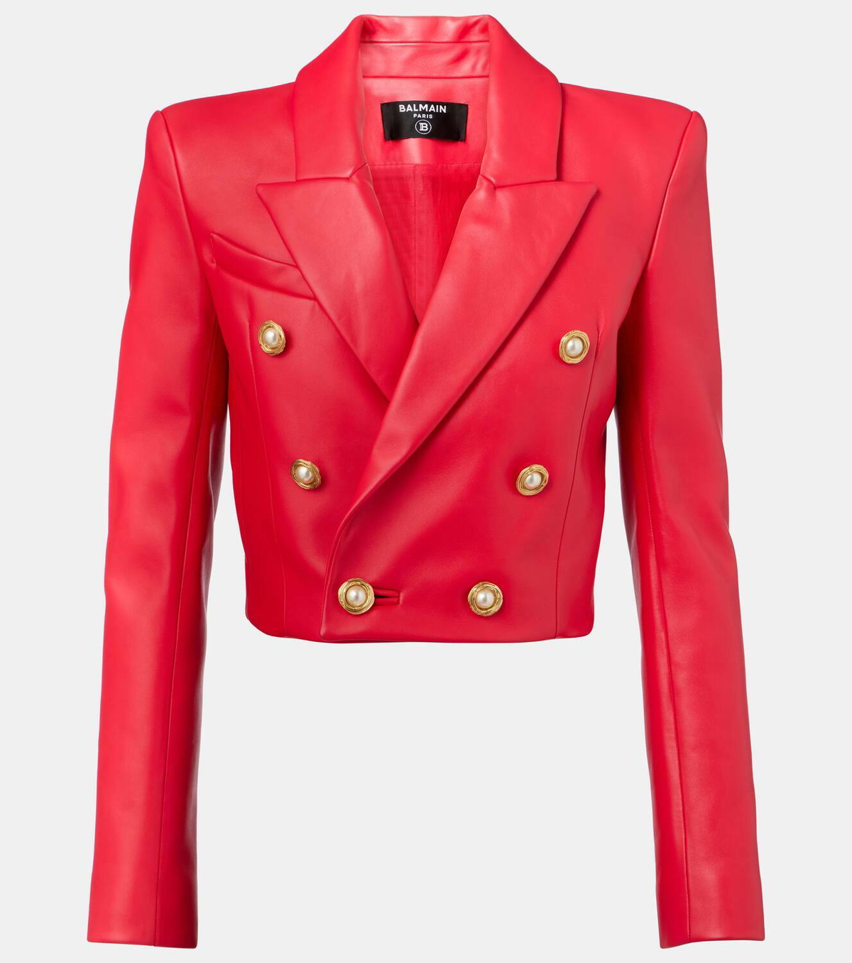 Balmain Cropped leather jacket